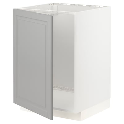 METOD Base cabinet for sink, white/Bodbyn grey, 60x60x80 cm