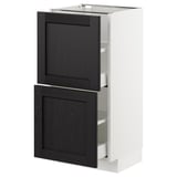METOD Base cabinet with 2 drawers, white Maximera/Lerhyttan black stained, 40x37x80 cm