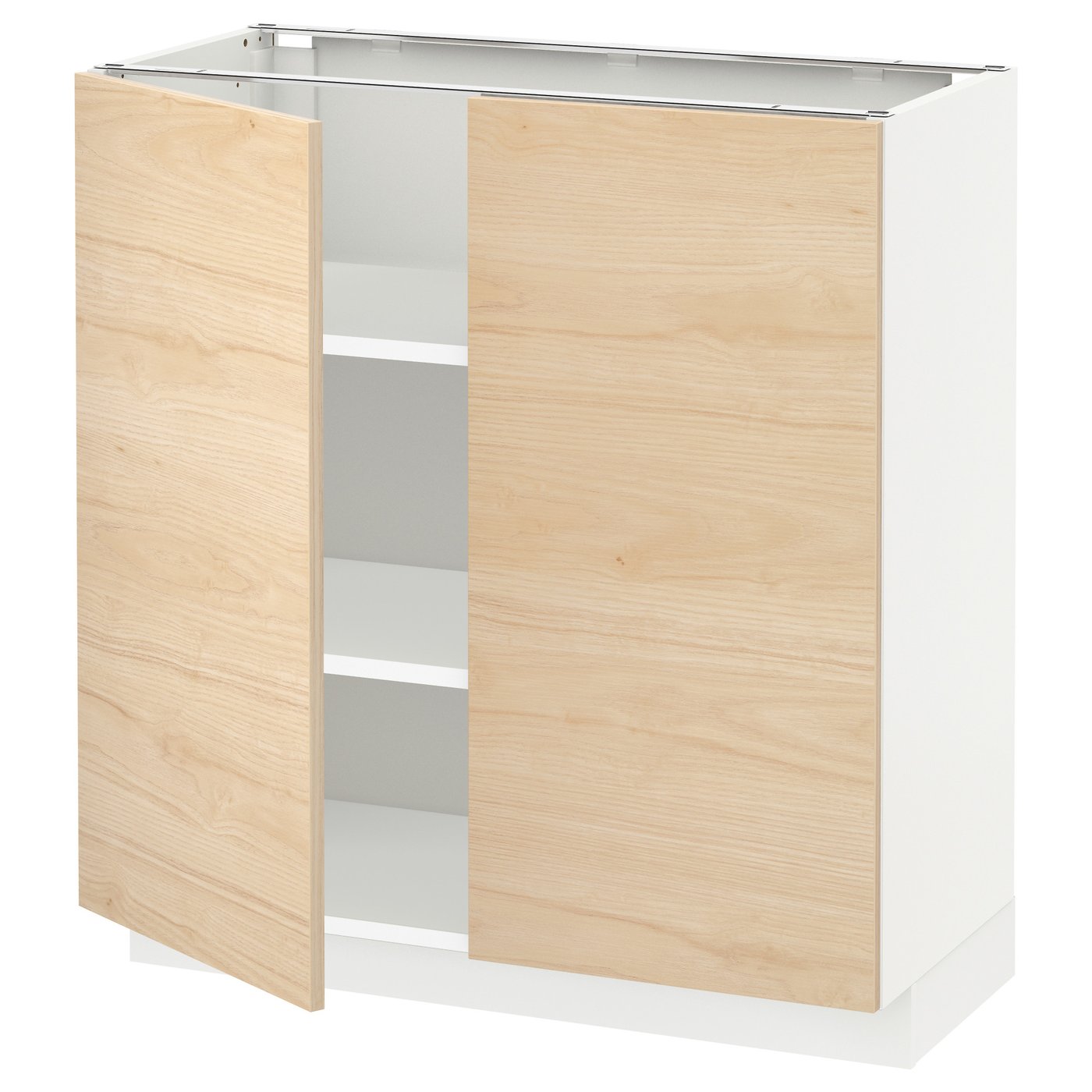 METOD base with shelves/2 doors, white/Askersund light ash