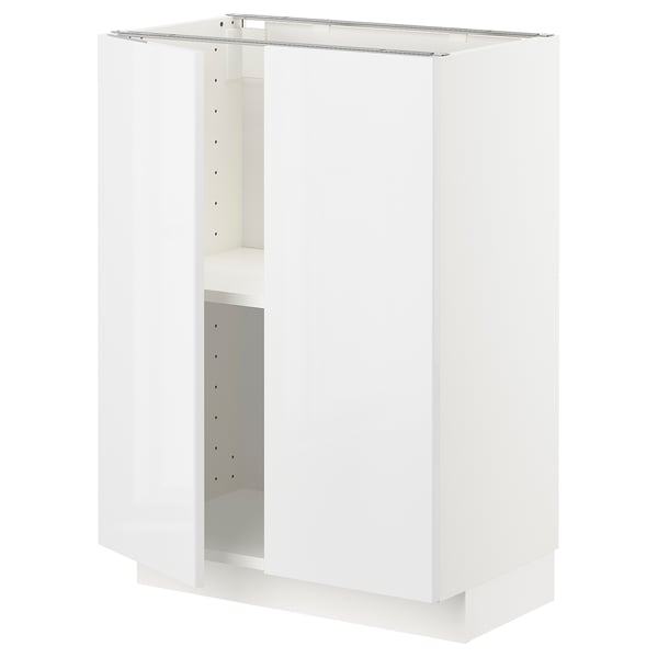 METOD Base cabinet with shelves/2 doors, white/Ringhult white, 60x37x80 cm
