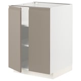 METOD Base cabinet with shelves/2 doors, white/Upplöv matt dark beige, 60x60x80 cm