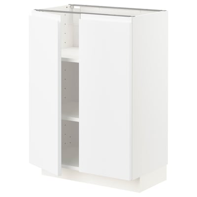 METOD Base cabinet with shelves/2 doors, white/Voxtorp matt white, 60x37x80 cm