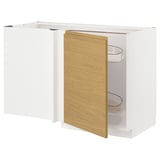 METOD Corner base cab w pull-out fitting, white/Voxtorp oak effect, 128x68x80 cm