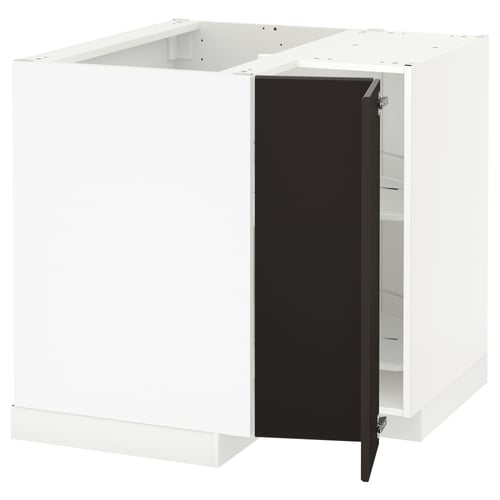 Metod Corner Base Cabinet With Carousel White Kungsbacka Anthracite Ikea