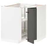 METOD Corner base cabinet with carousel, white/Voxtorp dark grey, 88x88x80 cm