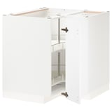 METOD Corner base cabinet with carousel, white/Voxtorp matt white, 88x88x80 cm