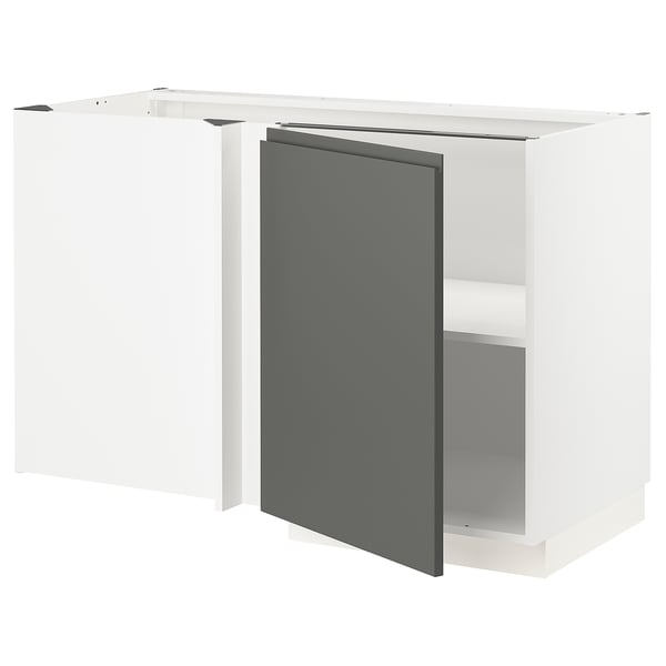 Metod Corner Base Cabinet With Shelf White Voxtorp Dark Grey Ikea