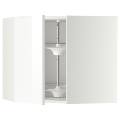 METOD Corner wall cabinet with carousel, white/Ringhult white, 68x37x60 cm