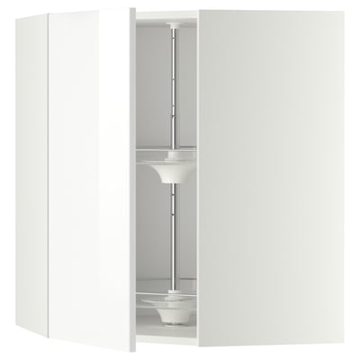 METOD Corner wall cabinet with carousel, white/Ringhult white, 68x37x80 cm