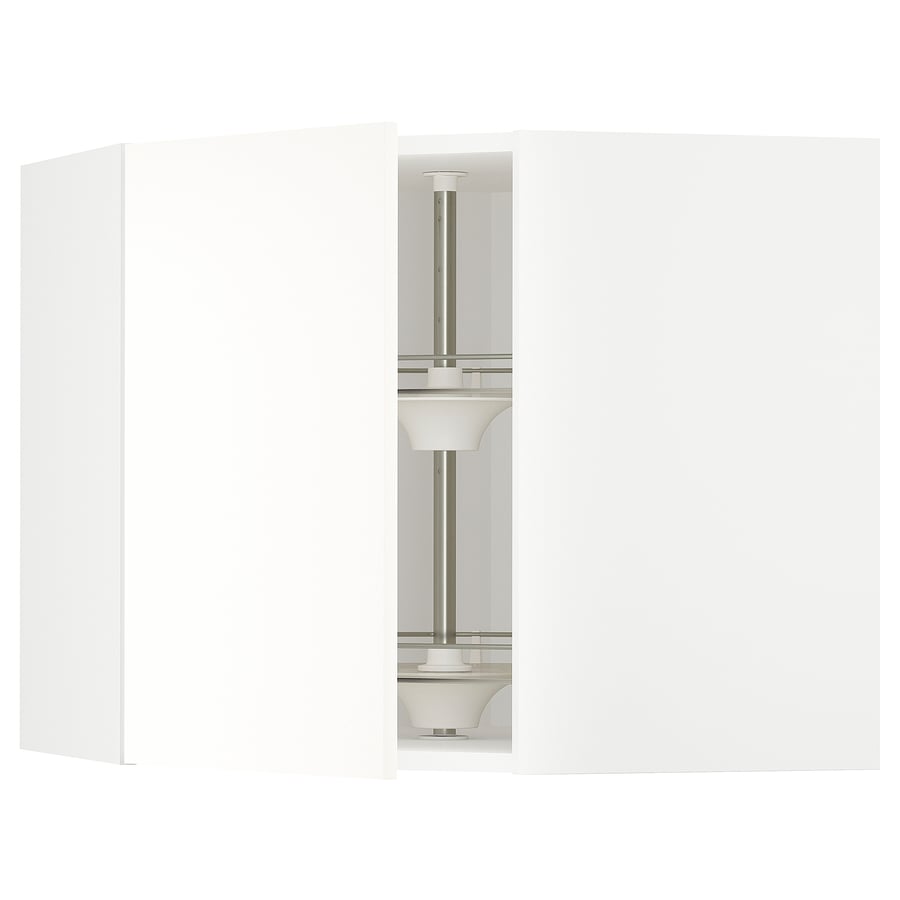 METOD corner wall with carousel, white/Vallstena white