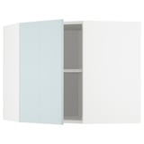 METOD Corner wall cabinet with shelves, white/Kallarp light grey-blue, 68x37x60 cm