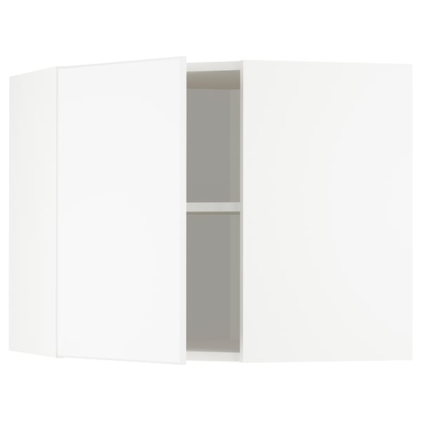 Metod Corner Wall Cabinet With Shelves White Kungsbacka Matt White Ikea