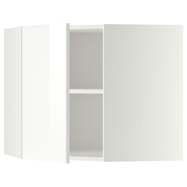 METOD Corner wall cabinet with shelves, white/Ringhult white, 68x37x60 cm