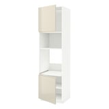 METOD Hi cb f oven/micro w 2 drs/shelves, white/Voxtorp high-gloss light beige, 60x60x220 cm
