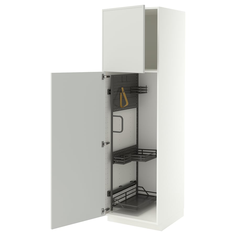 METOD High Cabinet With Cleaning Interior White Aspudden Light Grey metod-high-cabinet-with-cleaning-interior-white-aspudden-light-grey