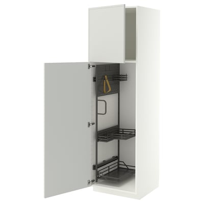 METOD High cabinet with cleaning interior, white/Aspudden light grey, 60x60x200 cm