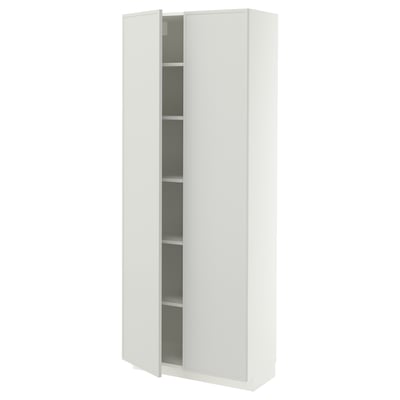 METOD High cabinet with shelves, white/Aspudden light grey, 80x37x200 cm