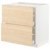 METOD / MAXIMERA Base cab f hob/2 fronts/2 drawers, white/Askersund light ash effect, 80x60x80 cm