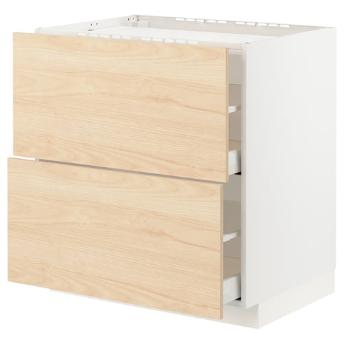 Light wooden kitchen cabinet with two drawers, part of the METOD kitchen system.
