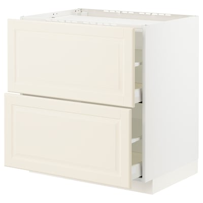METOD / MAXIMERA Base cab f hob/2 fronts/2 drawers, white/Bodbyn off-white, 80x60x80 cm