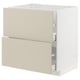 METOD / MAXIMERA Base cab f hob/2 fronts/2 drawers, white/Havstorp beige, 80x60x80 cm