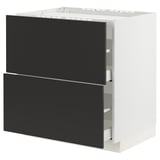 METOD / MAXIMERA Base cab f hob/2 fronts/2 drawers, white/Nickebo matt anthracite, 80x60x80 cm