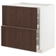 METOD / MAXIMERA Base cab f hob/2 fronts/2 drawers, white/Sinarp brown, 80x60x80 cm