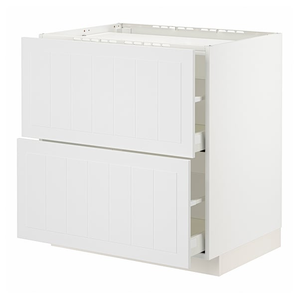 METOD / MAXIMERA Base cab f hob/2 fronts/2 drawers, white/Stensund white, 80x60x80 cm