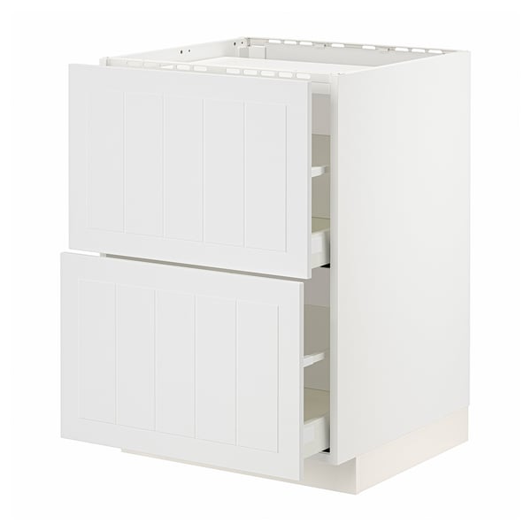 METOD / MAXIMERA Base cab f hob/2 fronts/2 drawers, white/Stensund white, 60x60x80 cm