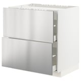 METOD / MAXIMERA Base cab f hob/2 fronts/2 drawers, white/Vårsta stainless steel, 80x60x80 cm