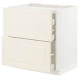 METOD / MAXIMERA Base cab f hob/2 fronts/3 drawers, white/Bodbyn off-white, 80x60x80 cm
