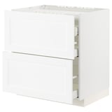 METOD / MAXIMERA Base cab f hob/2 fronts/3 drawers, white Enköping/white wood effect, 80x60x80 cm