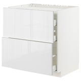 METOD / MAXIMERA Base cab f hob/2 fronts/3 drawers, white/Ringhult white, 80x60x80 cm