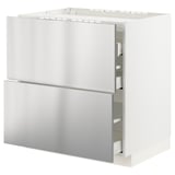 METOD / MAXIMERA Base cab f hob/2 fronts/3 drawers, white/Vårsta stainless steel, 80x60x80 cm