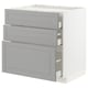 METOD / MAXIMERA Base cab f hob/3 fronts/3 drawers, white/Bodbyn grey, 80x60x80 cm