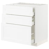 METOD / MAXIMERA Base cab f hob/3 fronts/3 drawers, white Enköping/white wood effect, 80x60x80 cm