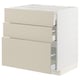 METOD / MAXIMERA Base cab f hob/3 fronts/3 drawers, white/Havstorp beige, 80x60x80 cm