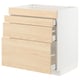 METOD / MAXIMERA Base cab f hob/4 fronts/3 drawers, white/Askersund light ash effect, 80x60x80 cm