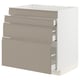 METOD / MAXIMERA Base cab f hob/4 fronts/3 drawers, white/Upplöv matt dark beige, 80x60x80 cm