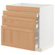METOD / MAXIMERA Base cab f hob/4 fronts/3 drawers, white/Vedhamn oak, 80x60x80 cm