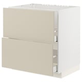 METOD / MAXIMERA Base cab f sink+2 fronts/2 drawers, white/Havstorp beige, 80x60x80 cm