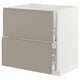 METOD / MAXIMERA Base cab f sink+2 fronts/2 drawers, white/Upplöv matt dark beige, 80x60x80 cm
