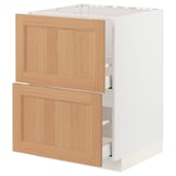 METOD / MAXIMERA Base cab f sink+2 fronts/2 drawers, white/Vedhamn oak, 60x60x80 cm