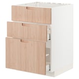 METOD / MAXIMERA Base cab f sink+3 fronts/2 drawers, white/Fröjered light bamboo, 60x60x80 cm