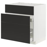 METOD / MAXIMERA Base cab f sink+3 fronts/2 drawers, white/Nickebo matt anthracite, 80x60x80 cm