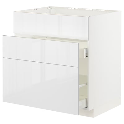METOD / MAXIMERA Base cab f sink+3 fronts/2 drawers, white/Ringhult white, 80x60x80 cm