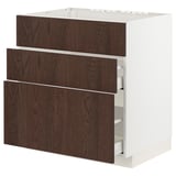 METOD / MAXIMERA Base cab f sink+3 fronts/2 drawers, white/Sinarp brown, 80x60x80 cm