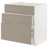 METOD / MAXIMERA Base cab f sink+3 fronts/2 drawers, white/Upplöv matt dark beige, 80x60x80 cm