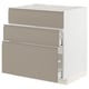 METOD / MAXIMERA Base cab f sink+3 fronts/2 drawers, white/Upplöv matt dark beige, 80x60x80 cm