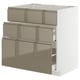 METOD / MAXIMERA Base cab f sink+3 fronts/2 drawers, white/Voxtorp high-gloss dark grey-brown, 80x60x80 cm